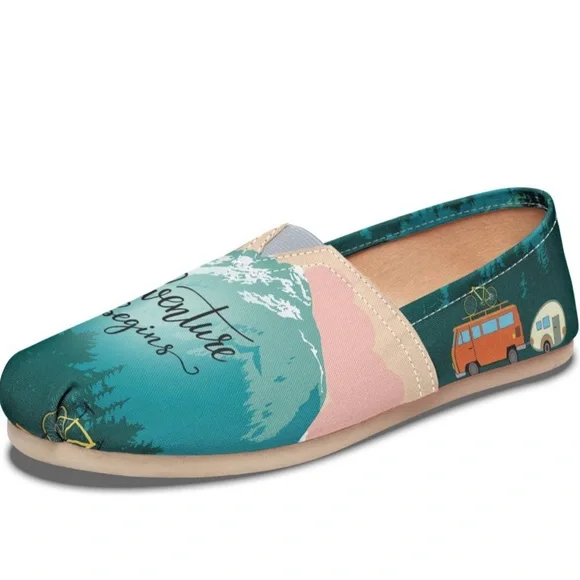 Groove Bags Custom Kicks ~ The Adventure Begin Flats ~ Size 6.5 ~ Camping - Picture 5 of 16